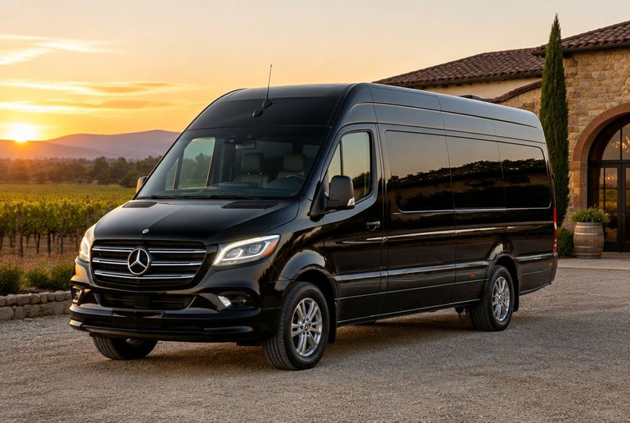Black Mercedes-Benz Sprinter 14-Passenger — Carina Ride Private Shuttle